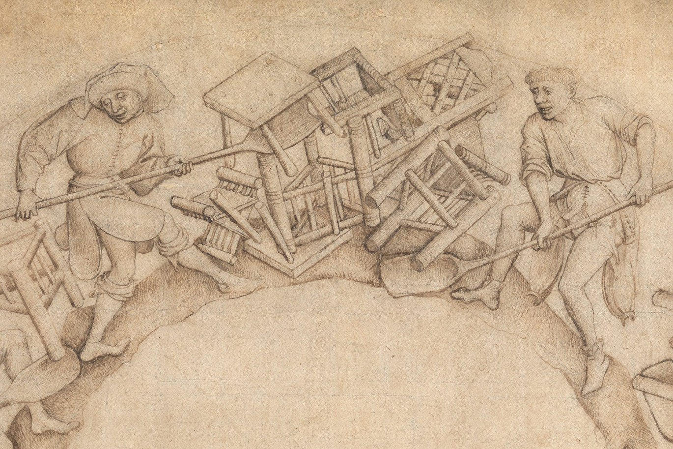 Men Shoveling Chairs by Circle of Rogier van der Weyden