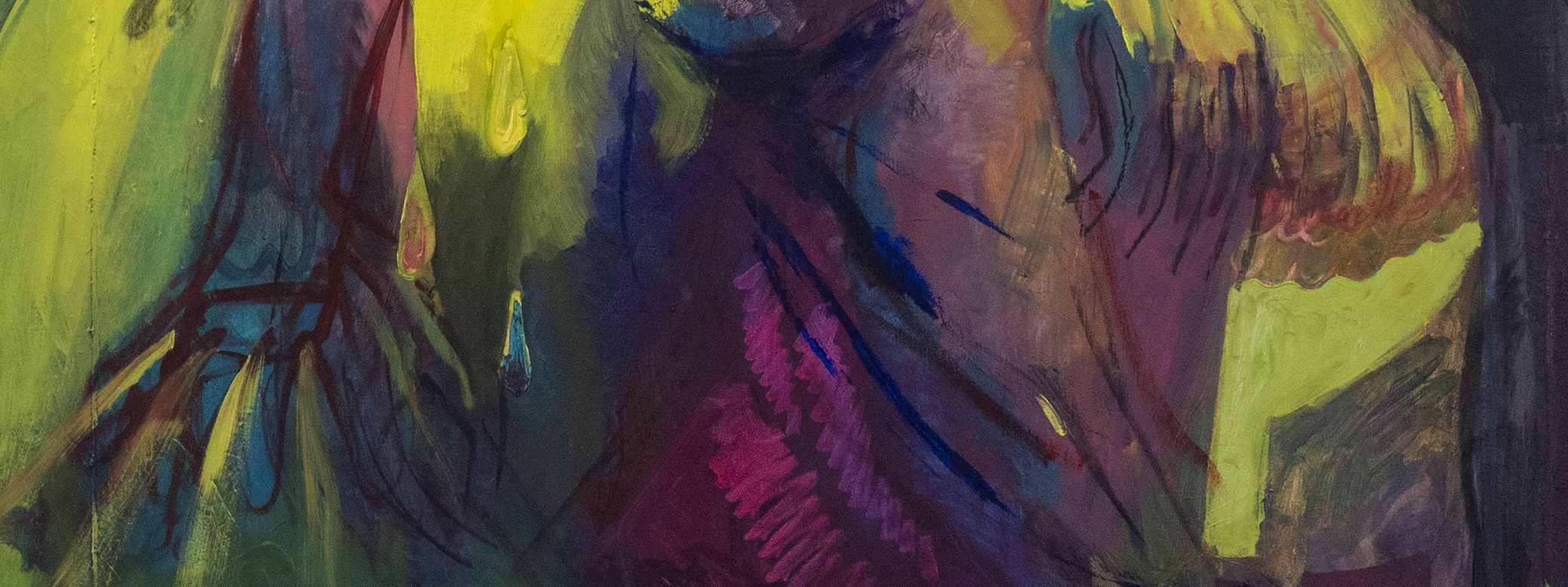 Chartreuse and Blue Painting Detail