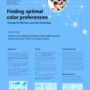Thesis poster with text and image of a hand and magnifying glass over various colors on a light blue background, title reads "Finding optimal color preferences"