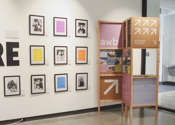 frames hanged on the wall and structure on the right side from the 2025 design show installation