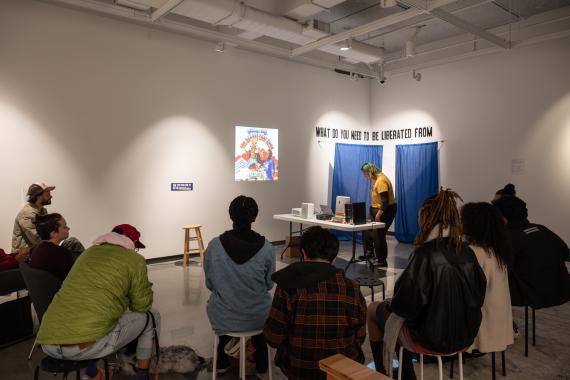 Group of attendees at the Liberation Book Club: Protest Music event