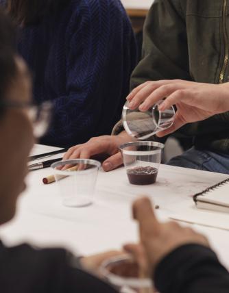 Close-up of student's work during workshop