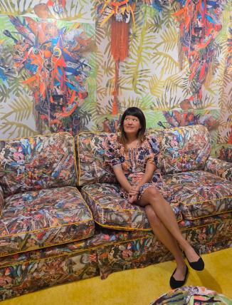 Lele Barnett in an art installation by Pepe Mar at Faena Miami. Courtesy Nadine Salem.