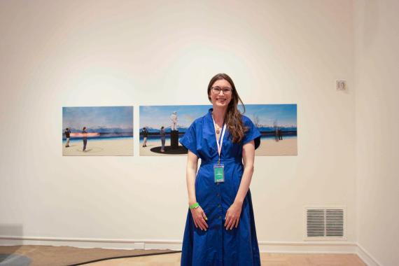 Lisa K. Bambach with her work at the Henry Art Gallery