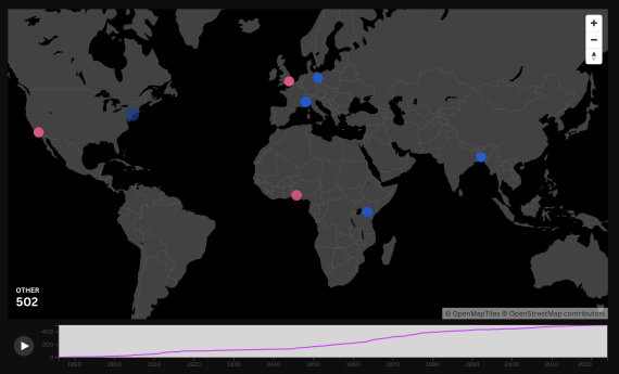 Overview of a data visualization featuring a global map