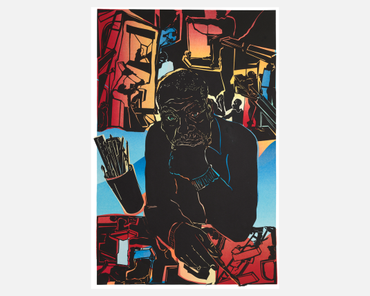Barbara Earl Thomas (American, b. 1948), Jacob and the Builders, 2023. Paper cut with hand-printed color. Photo by Spike Mafford, Zocalo Studios. Courtesy of the artist.