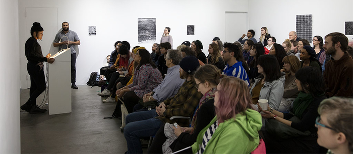 Danny Giles lecture in Jacob Lawrence Gallery