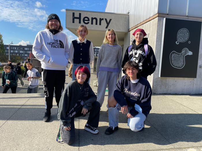 The 2023-24 Henry Art Liaisons from left to right: Sven, Ayla, Rosaline, Isabella, Kae, and Sorel.