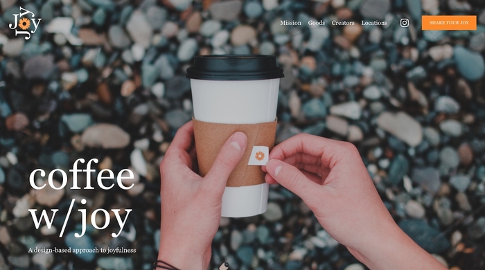 Coffee with Joy website homepage