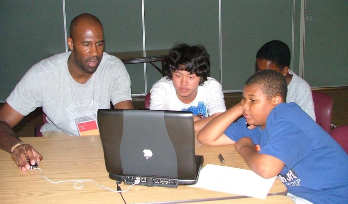 Maurice Woods with students