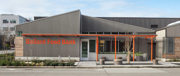 Ballard Food Bank facade, branding by Studio Matthews