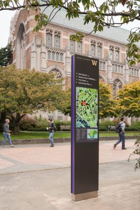 UW wayfinding guide signs by Studio Matthews