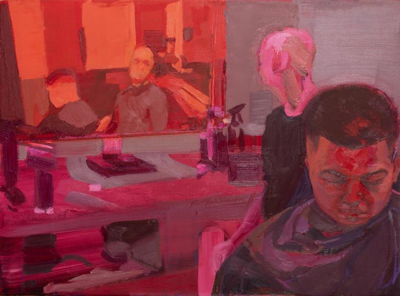 Kyler Pahang, Double the Distance, Just as Close. 30 x 22 inches. Oil on canvas over panel. 2025. Courtesy of the artist. 