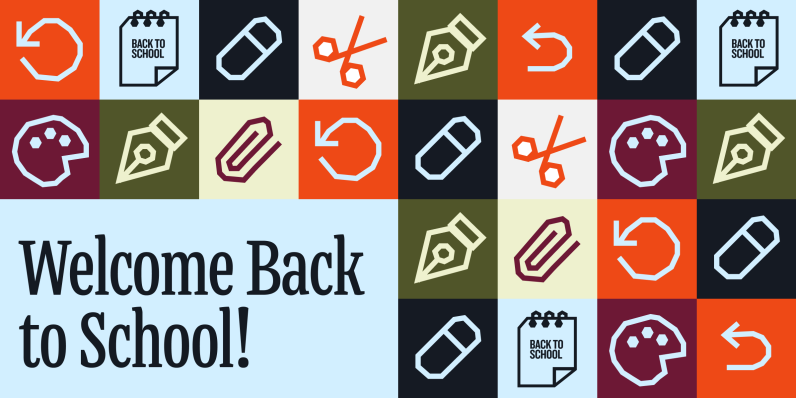 Illustration for the back to school podcast with text that reads "Welcome back to School"