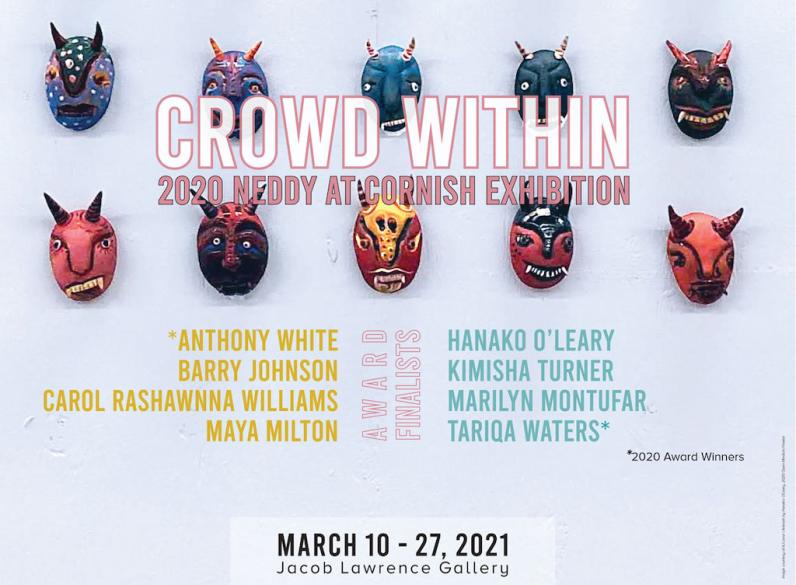 Graphic listing artists in the 2020 Neddy at Cornish exhibition