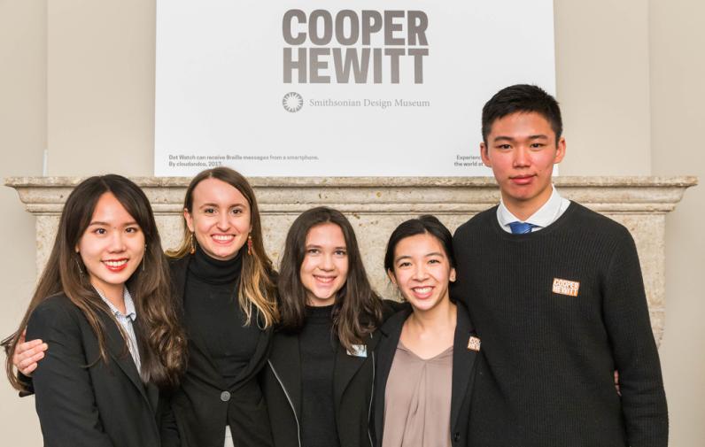 Cecilia Zhao, Sarah Strickler, Claire Kantner, Sara Tieu, and Ian Yu at Cooper Hewitt, Smithsonian Design Museum Interaction Design students at Cooper Hewitt