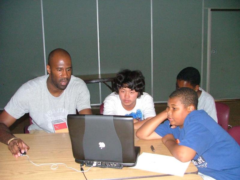 Maurice Woods with students