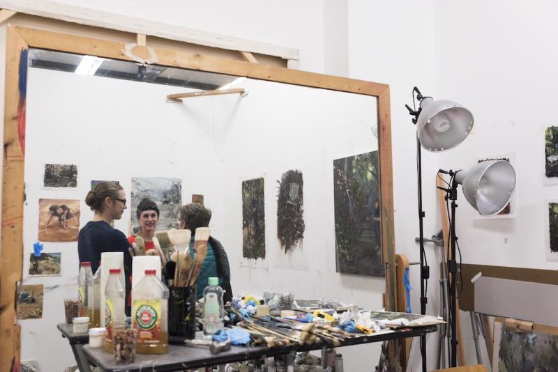 People in a painting studio at Sand Point