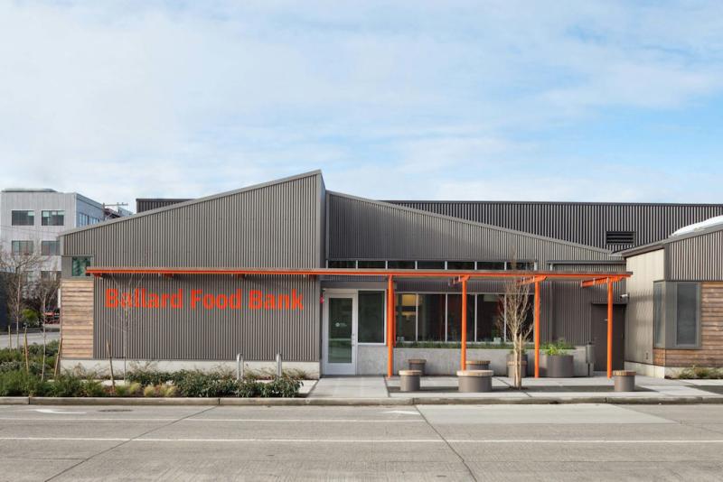 Ballard Food Bank facade, branding by Studio Matthews