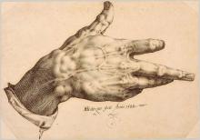 A drawing of Goltzius's Right Hand 1580
