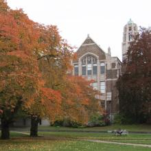 Autumn leaves and Art Building