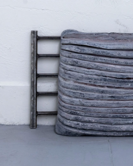 Close-up of an artist's sculpture.