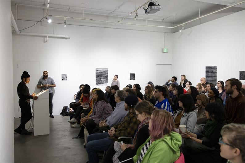 Danny Giles lecture in Jacob Lawrence Gallery
