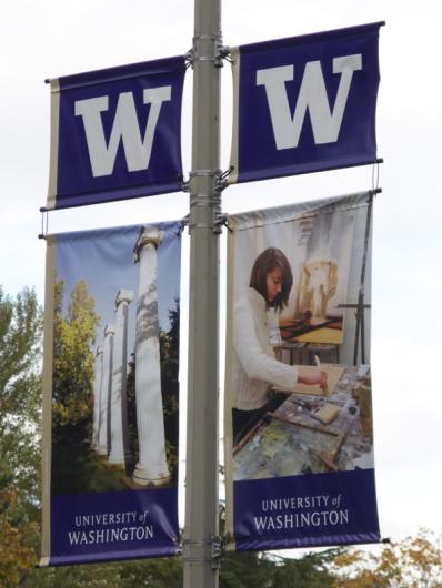 UW banner showing Elizabeth Larson in her studio