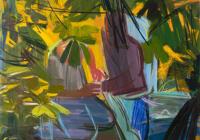 Sangram Majumbar, light peeks, 2023, oil on canvas, 65 x 78 in