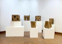 Exhibition view of student's stools on display