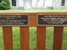 Plaques on memorial bench for Donghoon Lee