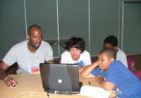 Maurice Woods with students