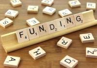 The word "Funding" spelled from Scrabble tiles