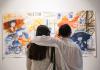 Gallery visitors looking at work in the 2026 BA in Art Graduation Exhibition Group 1