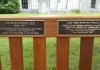 Plaques on memorial bench for Donghoon Lee