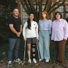 MDes grads Richard Zartman, Chula Chhay, Diana Issa, Christine Watridge. (missing: Kendrick Ma)  MDes grads Richard Zartman, Chula Chhay, Diana Issa, Christine Watridge.