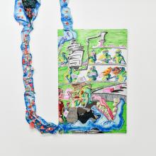 Close-up of student's mixed media painting 