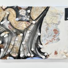 Close-up of student's mixed media painting