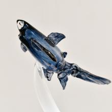 Close-up of student's glass work shaped as a shark