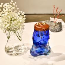 Close-up of student's glasswork 