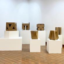 Exhibition view of student's stools on display