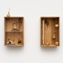 Close-up of Rob Rhee's work made up of gourds