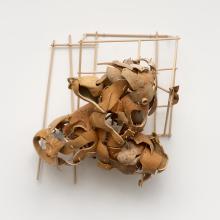 Close-up of Rob Rhee's work made up of gourds