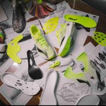 Overview of sketches and prototypes on a table