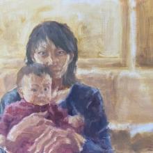 Painting of adult and child by Zoë Tsai