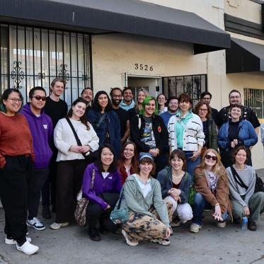 Group photo of art students and professors