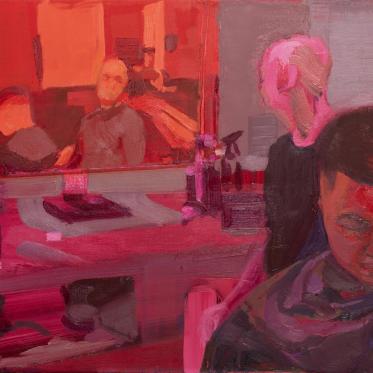 Kyler Pahang, Double the Distance, Just as Close. 30 x 22 inches. Oil on canvas over panel. 2025. Courtesy of the artist. 