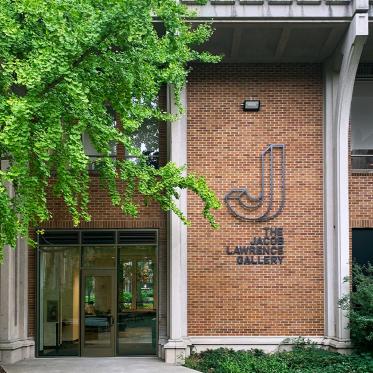 Art building entrance to the Jacob Lawrence Gallery