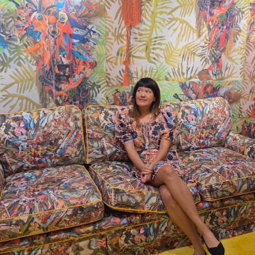 Lele Barnett in an art installation by Pepe Mar at Faena Miami. Courtesy Nadine Salem.