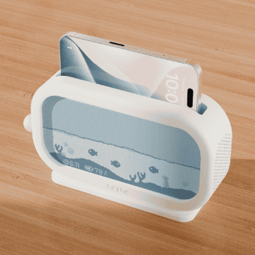 Close-up of Nosho project interacting with phone